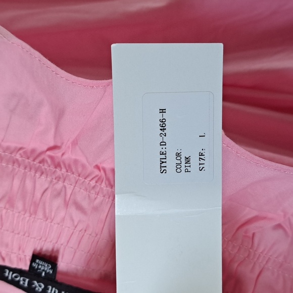 NWT Strut & Bolt Smocked Pink Ruffles Deep V-Neck Stretch Fun Girly Short Dress - Picture 5 of 13